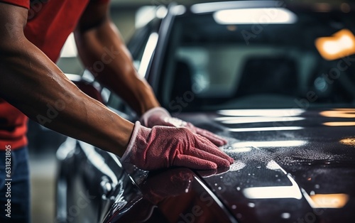 Man Cleaning Car. Generative AI ©  Creative_studio