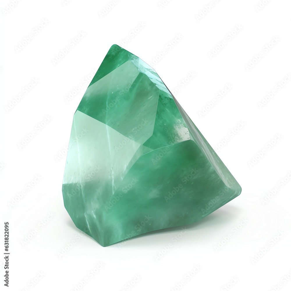 Aventurine crystal with shadow on white background Aventurine crystal with shadow on white background