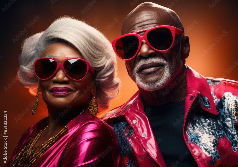 glamorous elderly couple in disco style glamorous elderly couple in disco style