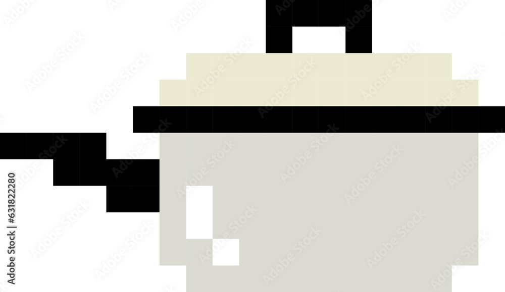 Kettle cartoon icon in pixel style Kettle cartoon icon in pixel style