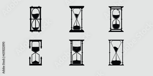 set of hourglass or hour timer logo vector illustration design photo