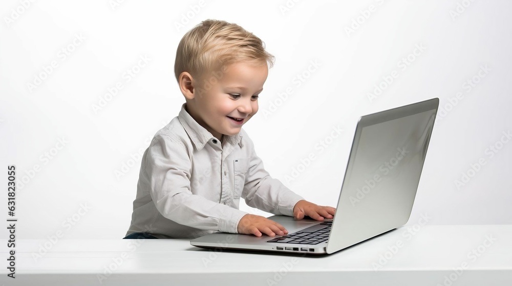 isolated white background with Little boy using laptop
isolated white background with Little boy using laptop