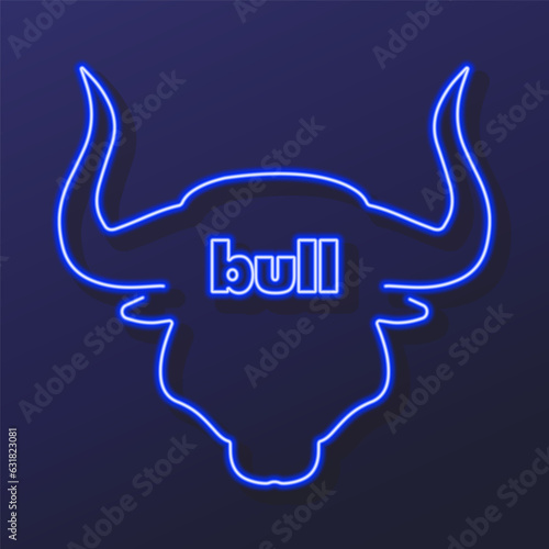 bull neon sign, modern glowing banner design, colorful modern design trends on black background. Vector illustration.