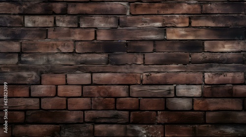 Close Up of a Brick Wall in dark brown Colors. Vintage Background 