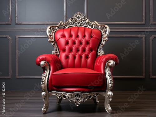 Luxurious red classic-style baroque seat armchair generative ai