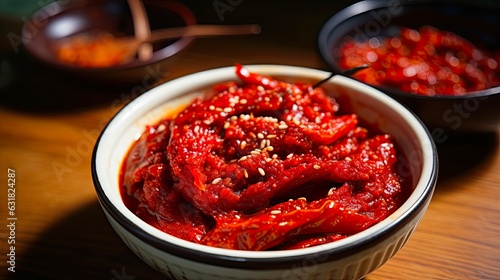 Gochujang - A Spicy Asian Delight for Delicious Cookery and Dipping Sauces with Hot and Dry Chili Flavor. Generative AI