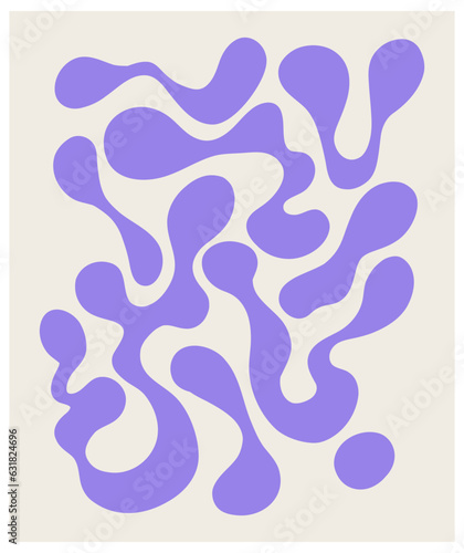 Brutalist abstract violet Y2K poster and grids. Brutal contemporary figure star oval spiral flower and other primitive elements. Swiss design aesthetic. Bauhaus memphis design.