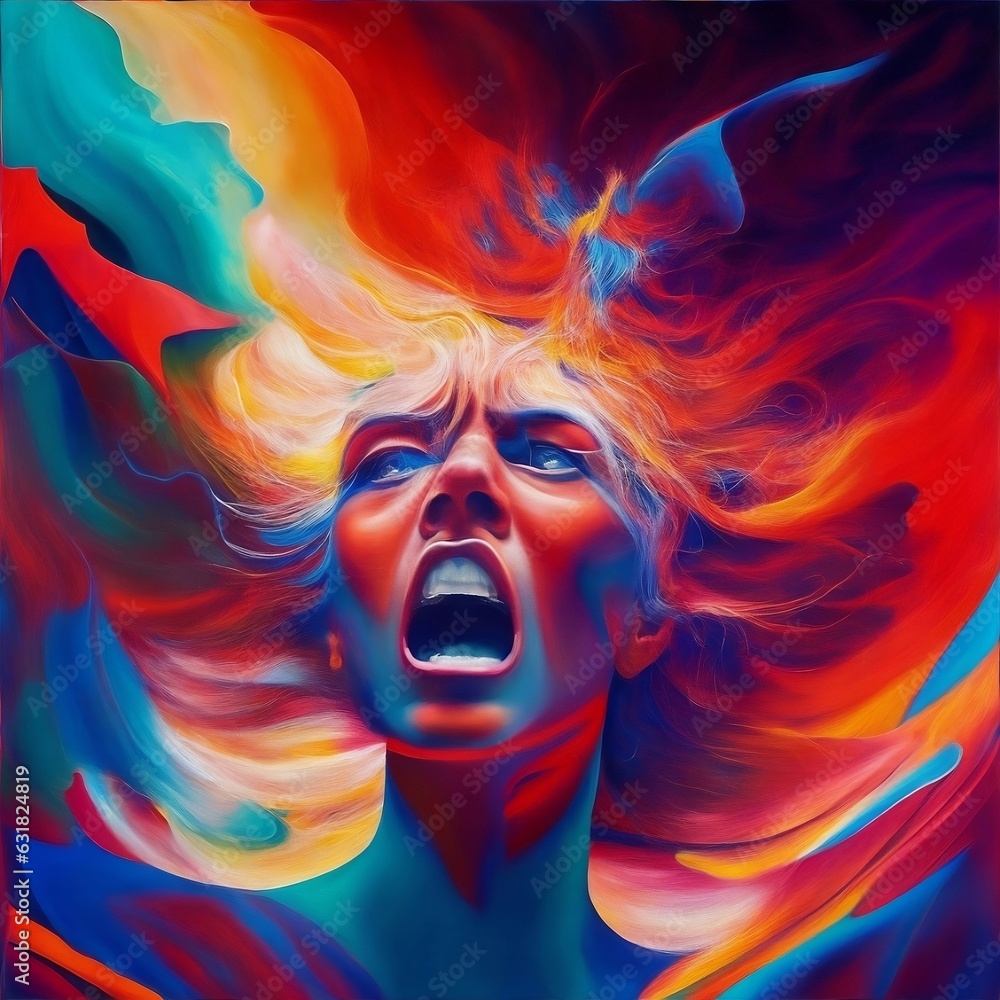 A vivid painting of a person's inner turmoil depicting