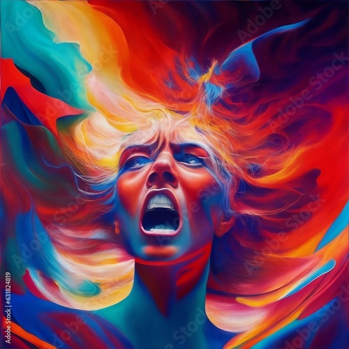 A vivid painting of a person's inner turmoil depicting