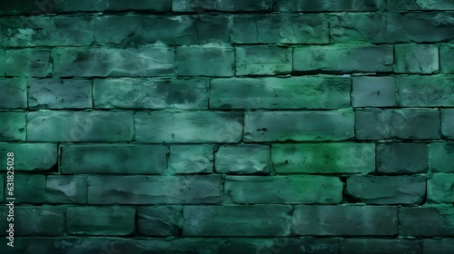 Close Up of a Brick Wall in green Colors. Vintage Background 