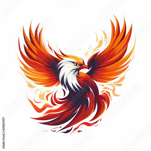 Mascot logo Phoenix Bird white background