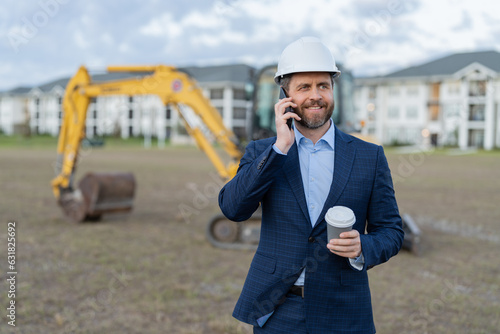 image of businessman construction investor at site. businessman construction investor