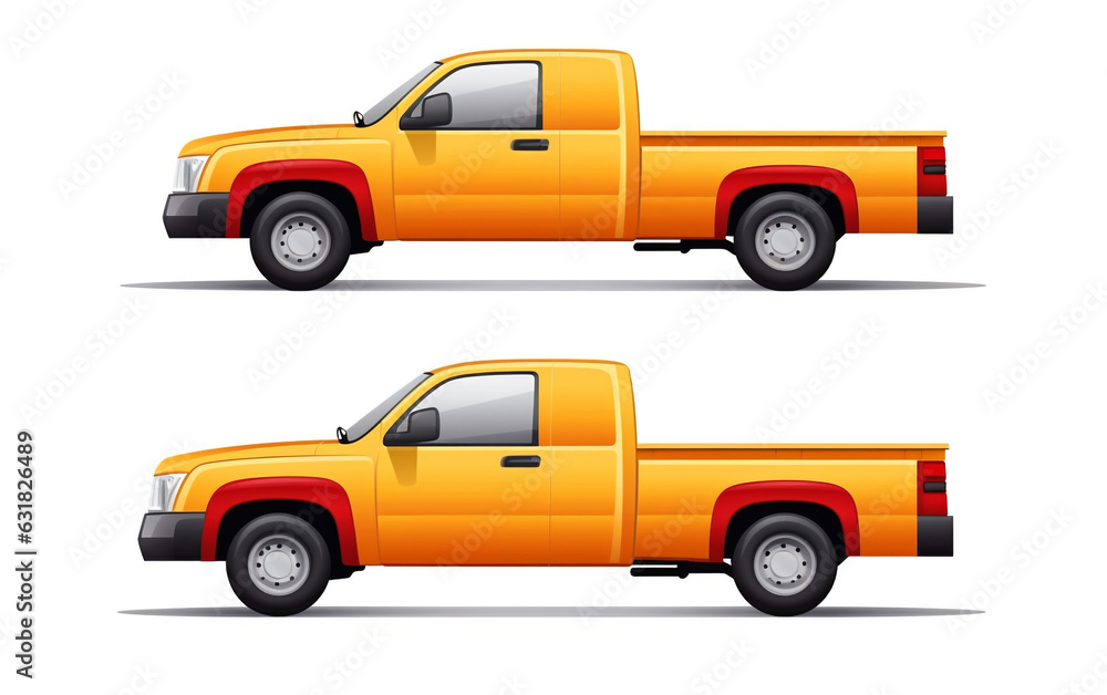 A vector template of a Pickup truck car is isolated on a white background.
