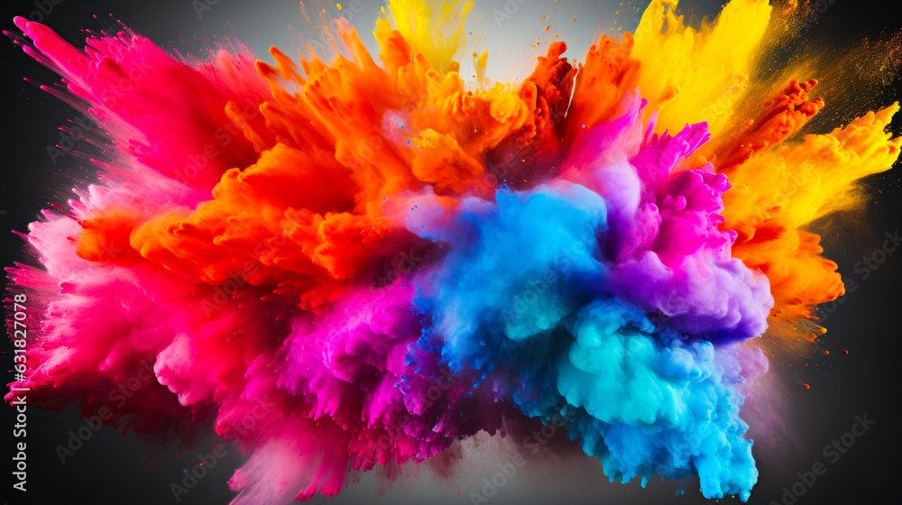 Festive Joy: Multicolored Holi Powder Explosion