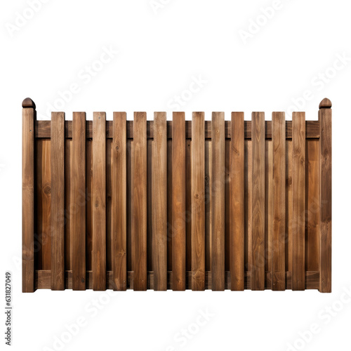 Isolated brown wooden fence on a transparent backround with clipping paths for designs and decoration.