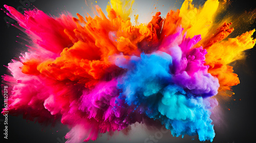 Festive Joy: Multicolored Holi Powder Explosion