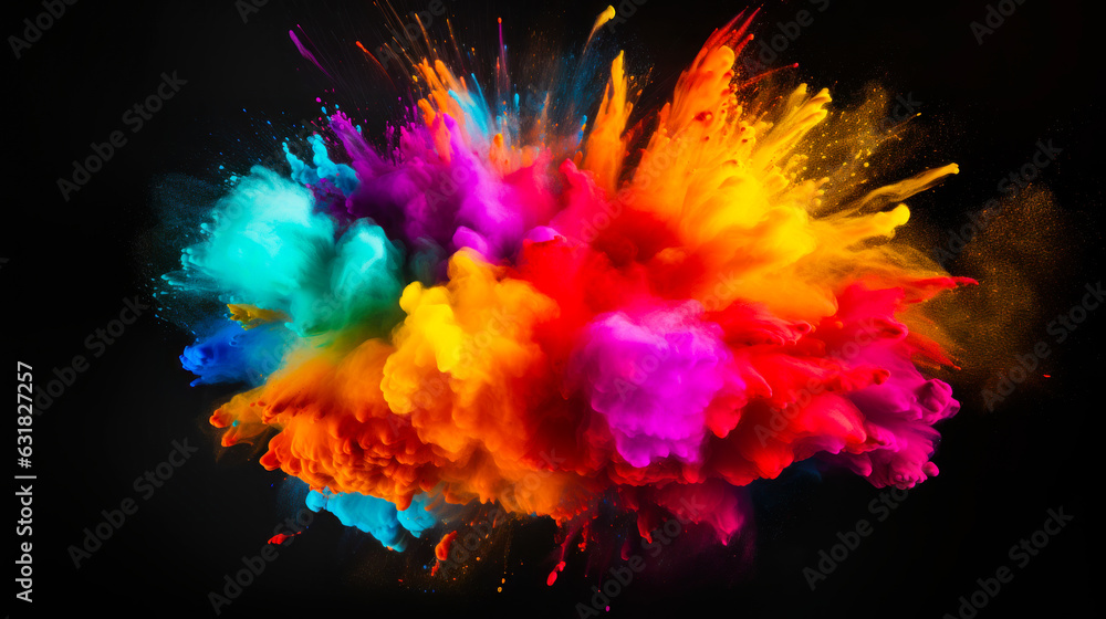 Colorful Explosion: Rainbow Holi Powder Celebration