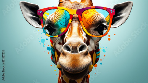 Vibrant Cartoon Giraffe in Sunglasses: Playful and Cool