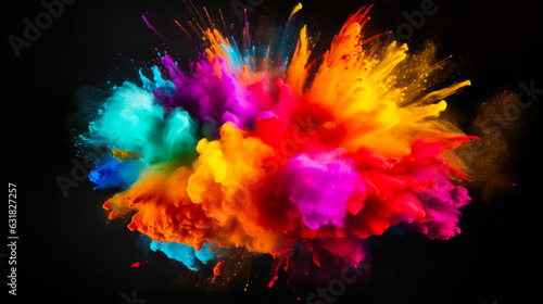 Colorful Explosion  Rainbow Holi Powder Celebration