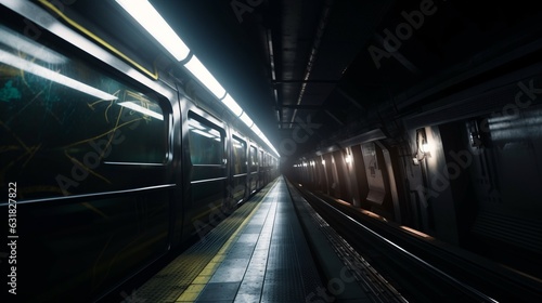 Speeding Through the Underground: Modern Subway Train in Motion, Generative AI