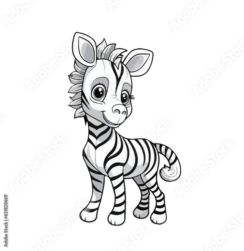 Cartoon baby zebra for coloring. Vector illustration