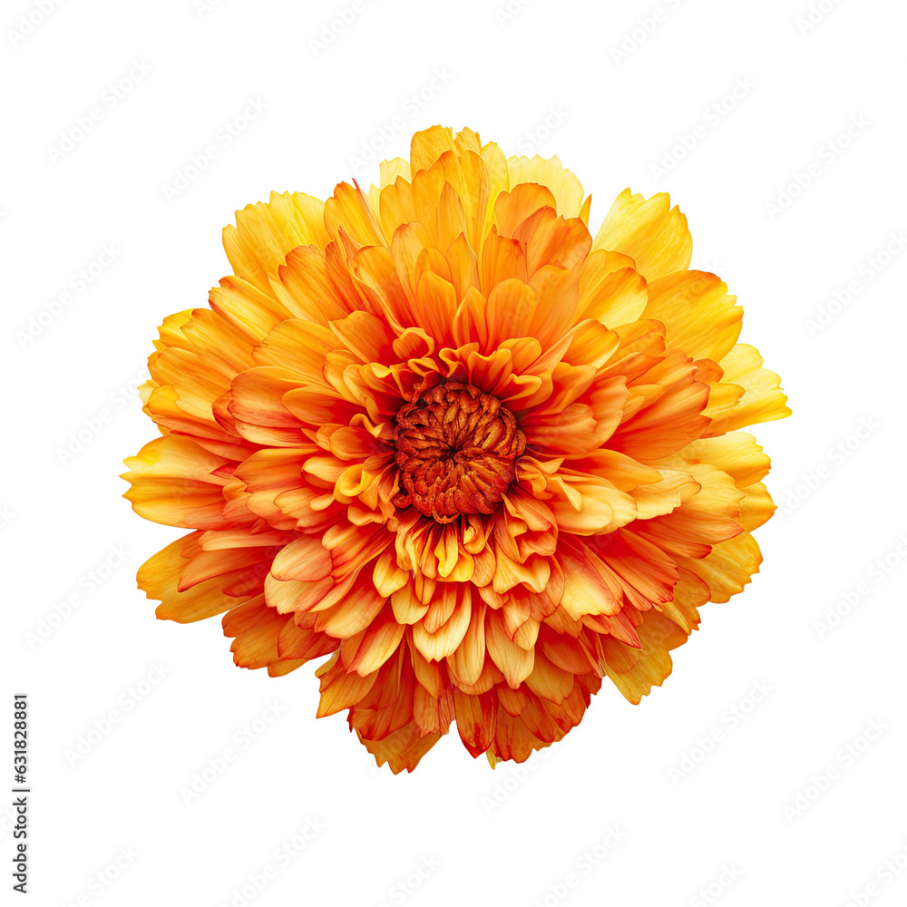 Top view of isolated marigold flower on transparent backround Top view of isolated marigold flower on transparent backround