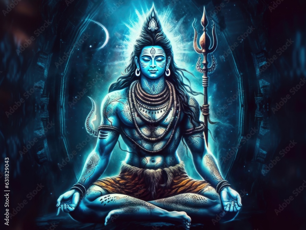Lord shiva indian god of hindu for maha shivratri