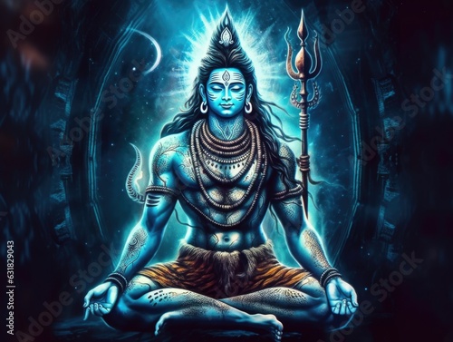 Lord shiva indian god of hindu for maha shivratri photo
