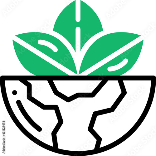 go green flat line icon