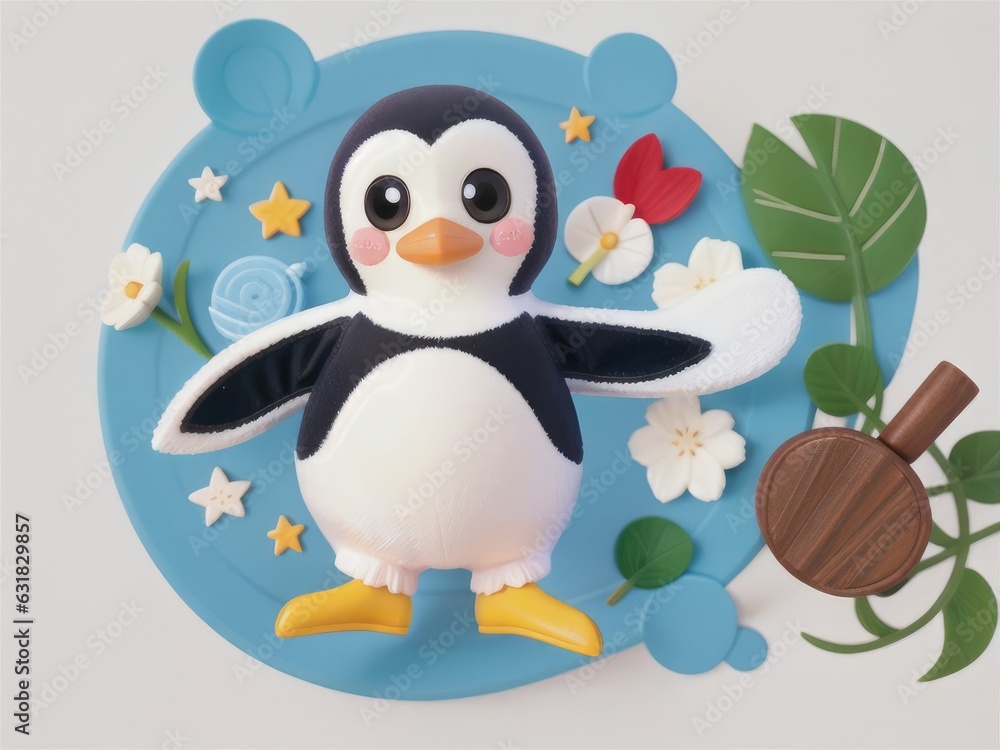 Obraz premium Cute happy penguin on a white background. generative ai