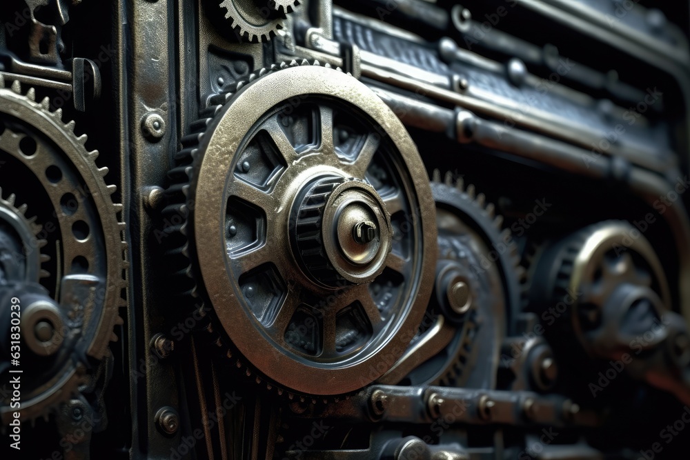 The combination of mechanical textures and atmospheric tones. Generative AI The combination of mechanical textures and atmospheric tones. Generative AI