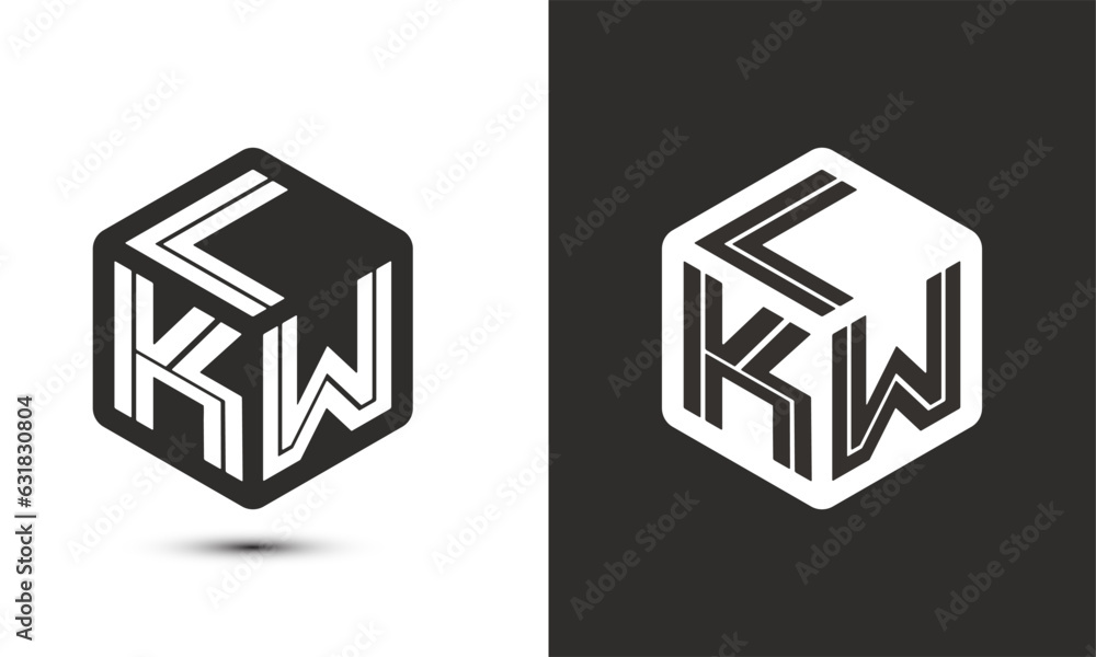 L K W letter logo design with illustrator cube logo, vector logo modern ...
