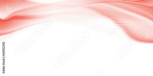 Red dot wave and white background