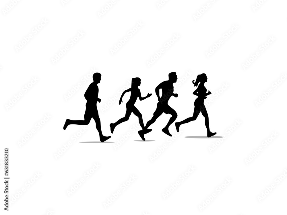 Group of people. Vector illustration. Runners silhouettes collection. People running silhouettes. Running people group, vector runner, group of isolated silhouettes, side views. Group of people. Vector illustration. Runners silhouettes collection. People running silhouettes. Running people group, vector runner, group of isolated silhouettes, side views.