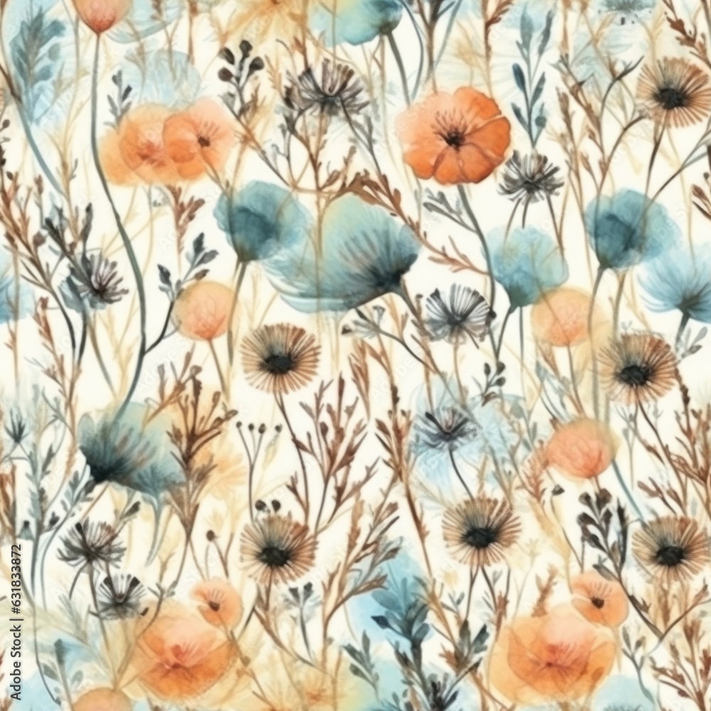 Naklejka premium Seamless pattern with decorative flowers