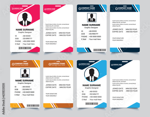 ID card design bundle, Simple business Id card design template, school and Employee ID Card Design Template, Unique, corporate, Abstract professional id card design templates for Employee and others,