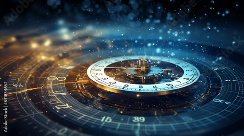 futuristic background with a clock and a blue light ai generated
