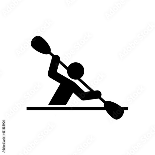 canoeing, kayak, canoeist, rower - vector icon, pictogram, illustration