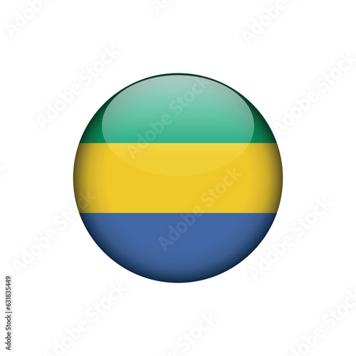 Gabon Flag Circle Button Vector Template