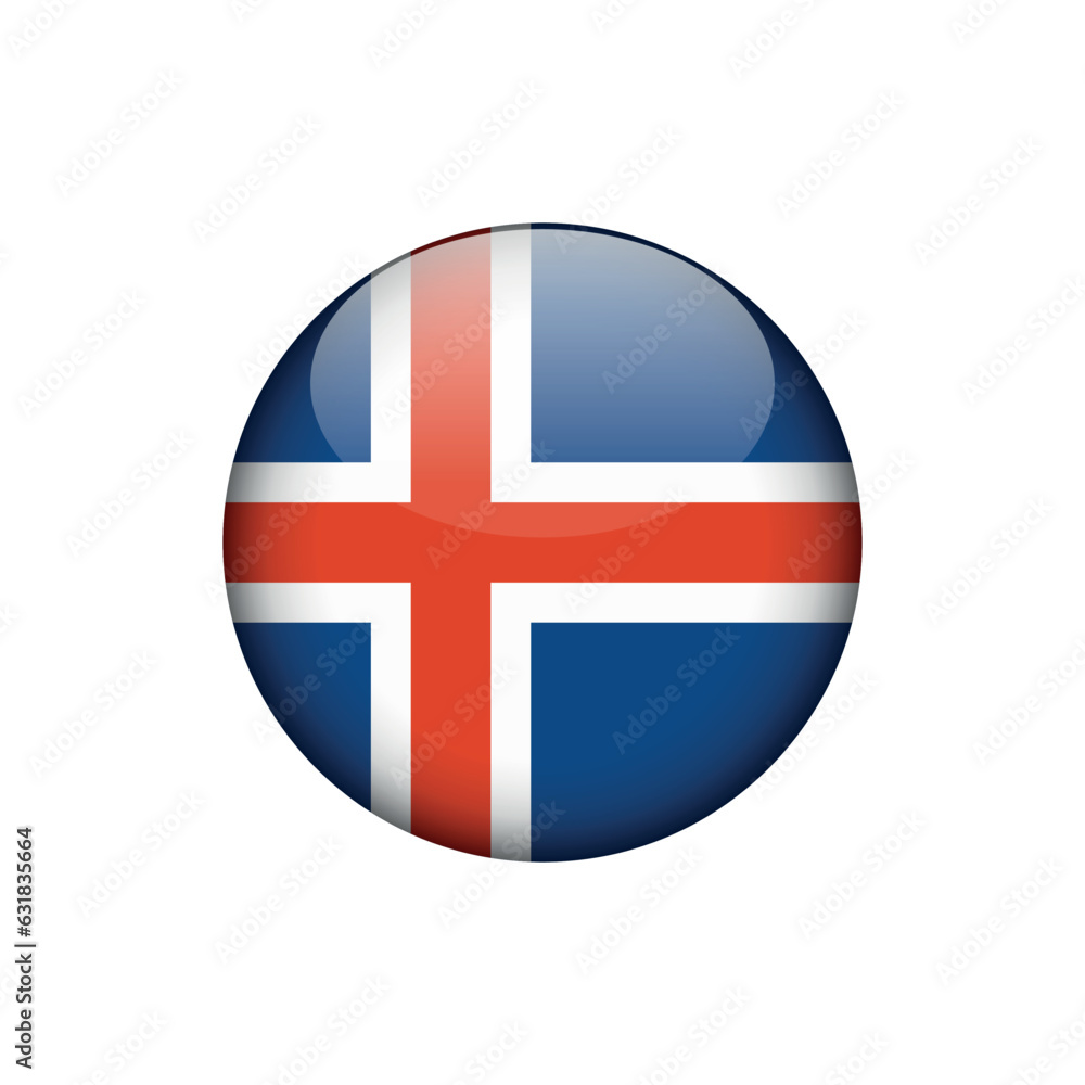Iceland Flag Circle Button Vector Template Iceland Flag Circle Button Vector Template
