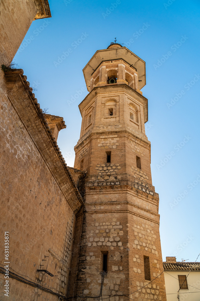  Perspective view to bell tower in Xaló town, (Alicante, Spain)