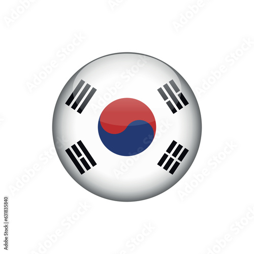 South Korea Flag Circle Button Vector Template