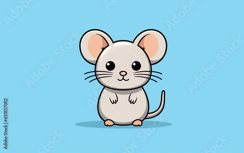 Cute cartoon mouse illustration on blue background.