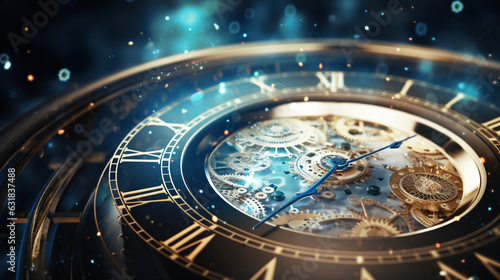 Time concept with clock face on dark background ai generated