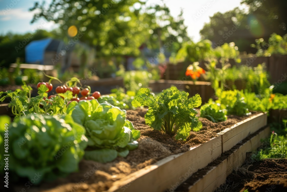 green garden, eco-conscious, sustainable composting to reduce waste, fostering eco-friendly.