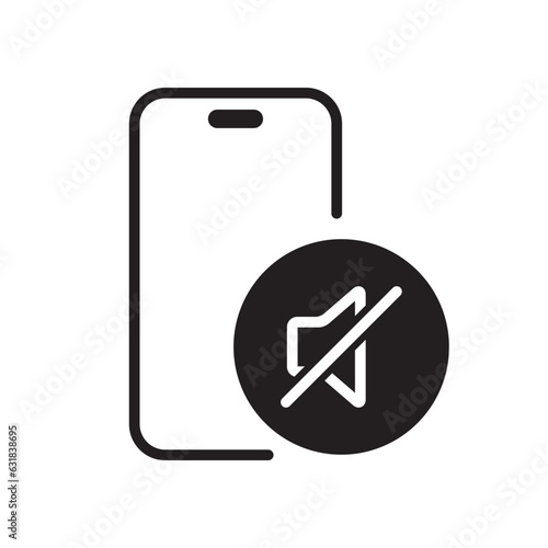 Silent phone mode icon vector. Smartphone mute speaker symbol in flat style