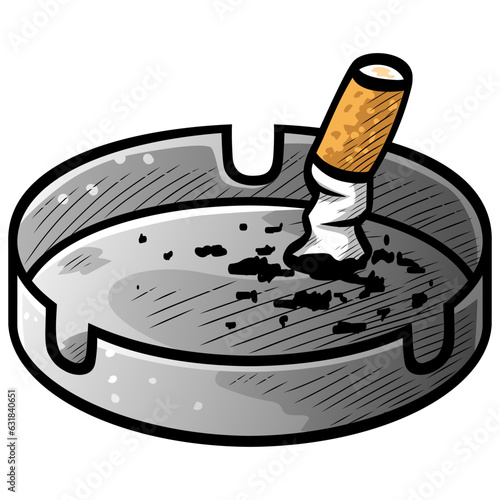 Ashtray Cigarettes Stainless Steel Metal Drawing Vector Illustration