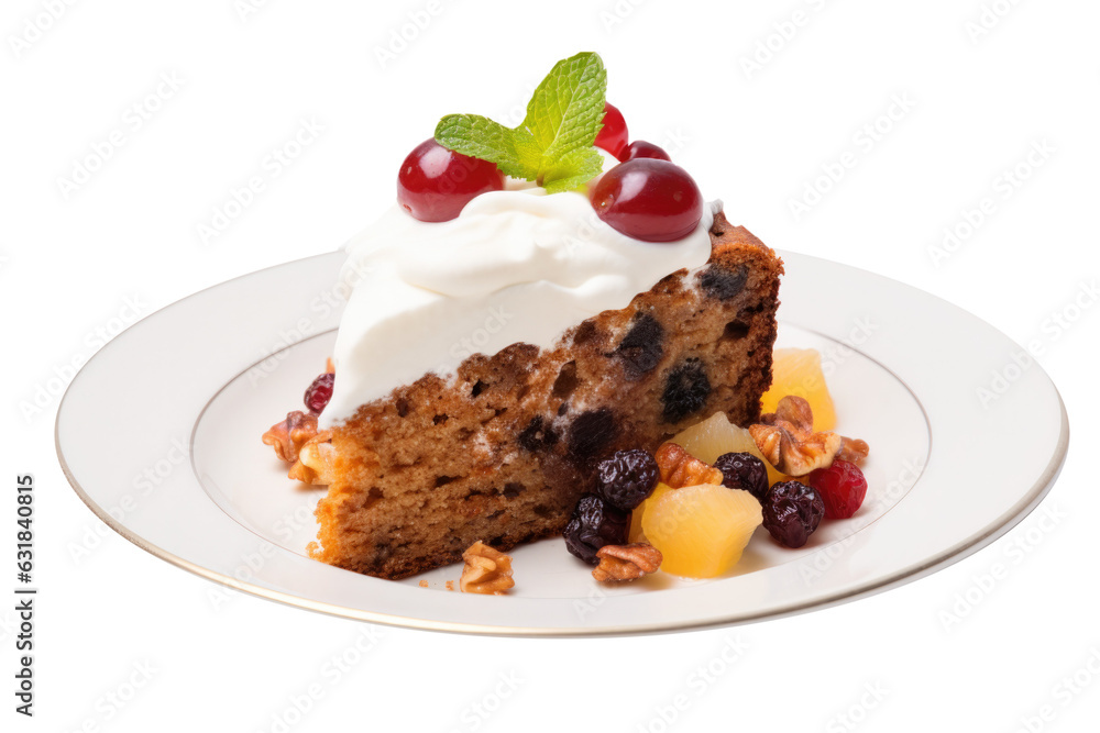 Slice of Fruitcake Cake Isolated on a Transparent Background Slice of Fruitcake Cake Isolated on a Transparent Background