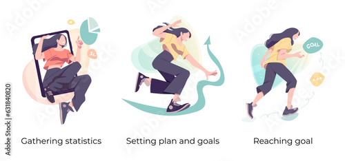 Business Concept illustrations. Scenes with men and women taking part in business activities. Vector illustration