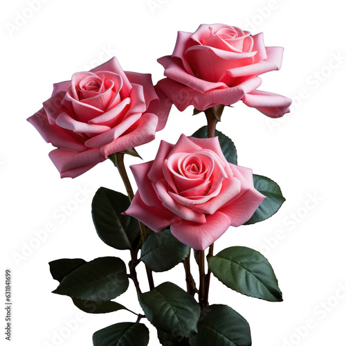 pink roses, isolated on transparent background, PNG,